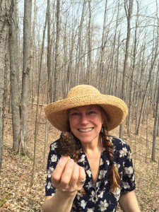 Ruby Williams captured Robin Lee Berry with her first mushroom of the season!