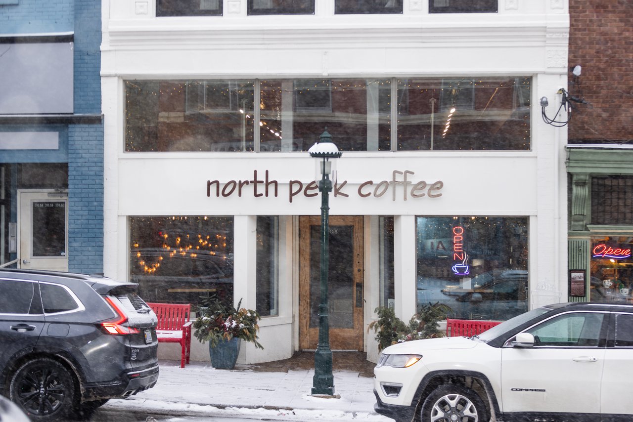 North Perk coffee shop in downtown Petoskey in the snow