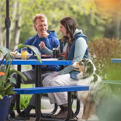 A family eating at a table
