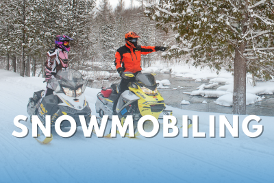 Snowmobiling image with link to more about snowmobiling