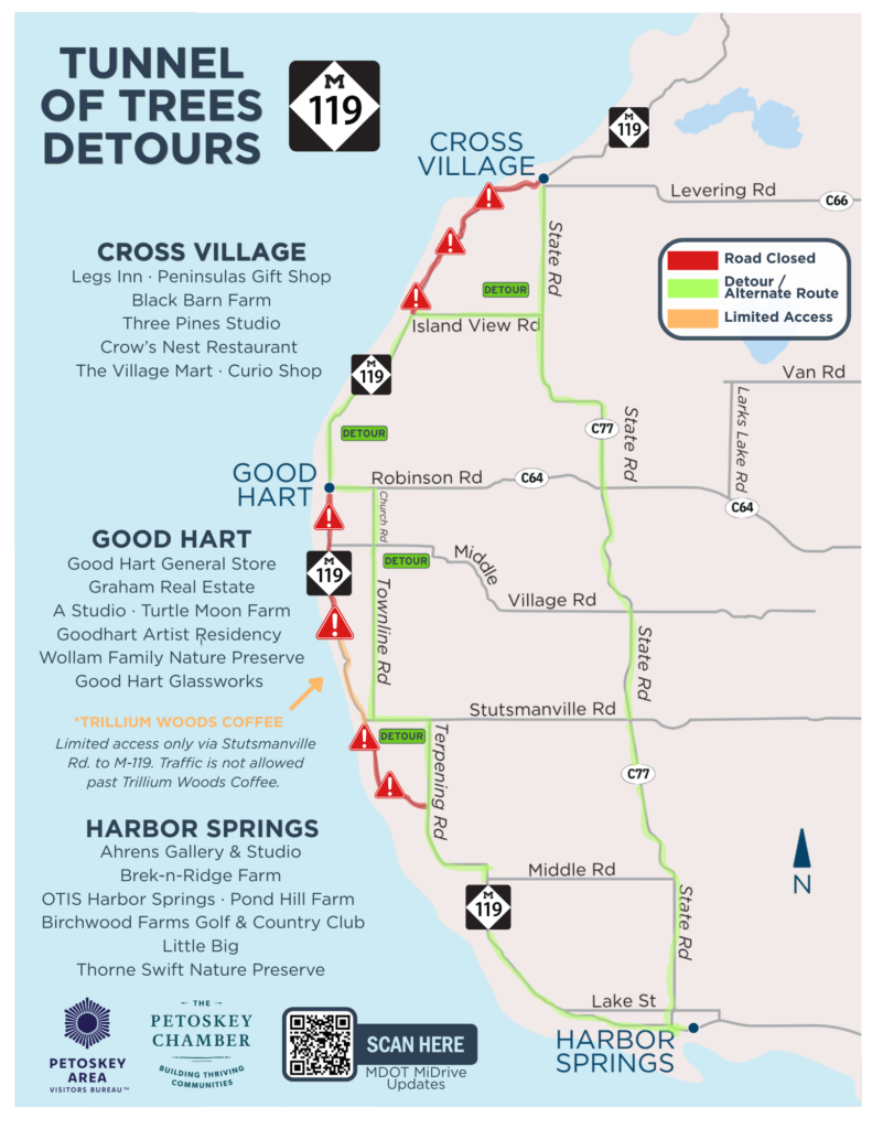 Tunnel of Trees Map Detours 7-28