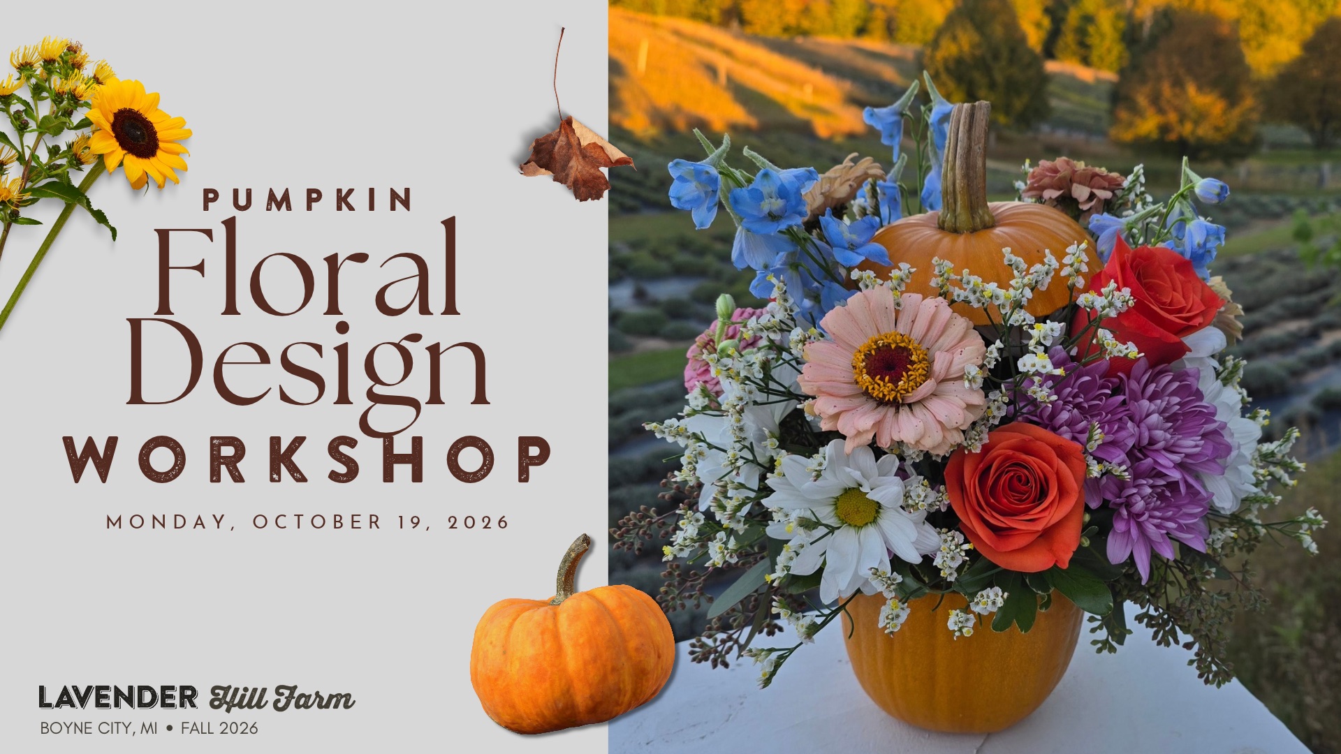 Pumpkin Floral Design Workshop at Lavender Hill Farm